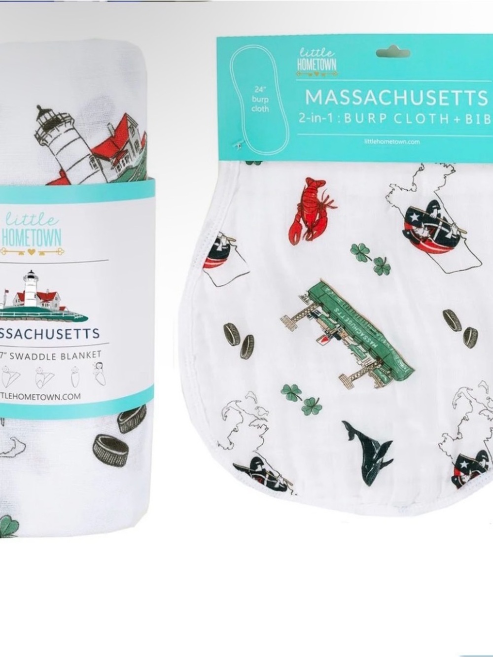 Massachusetts Kids White Printed Bib